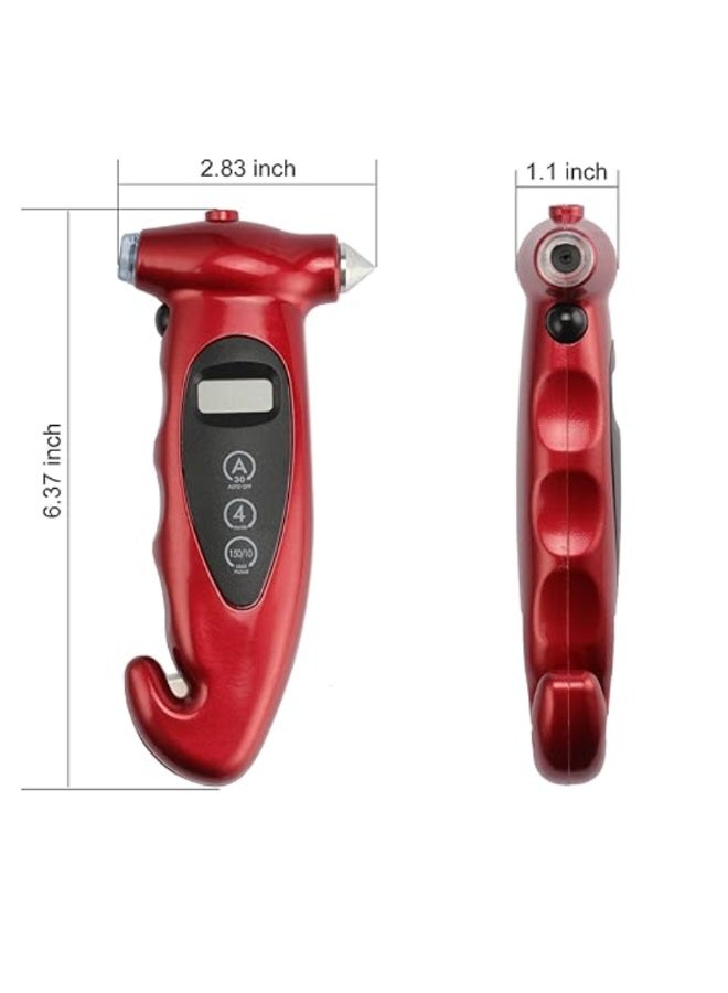 مقياس ضغط الإطارات 5 في 1، جهاز مراقبة رقمي لضغط هواء إطارات السيارة، شاشة LCD مع مطرقة - Image 2